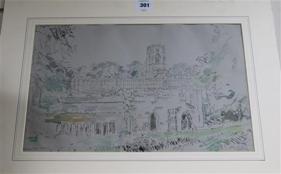 John Linfield Fountains Abbey, 12 x 18in unframed